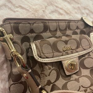 Coach Brown and Cream Signature Clutch